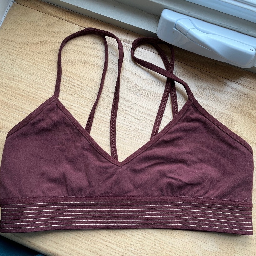 lululemon Principal Dancer Bralette Maroon and Gold GUC XS